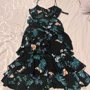 Banana Republic Black Floral Tiered Dress